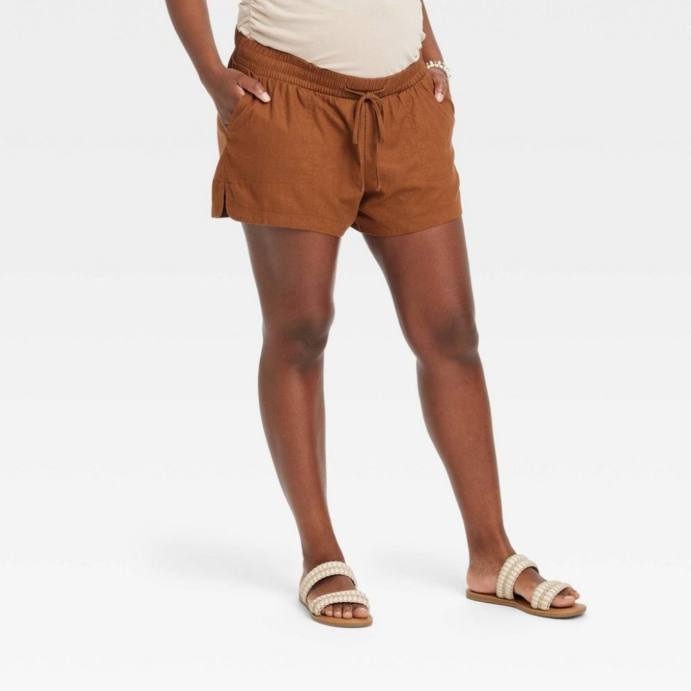 X Under Belly Tie-Front Pull-On Maternity Shorts - Isabel Maternity by Ingrid &